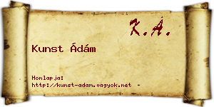 Kunst Ádám névjegykártya